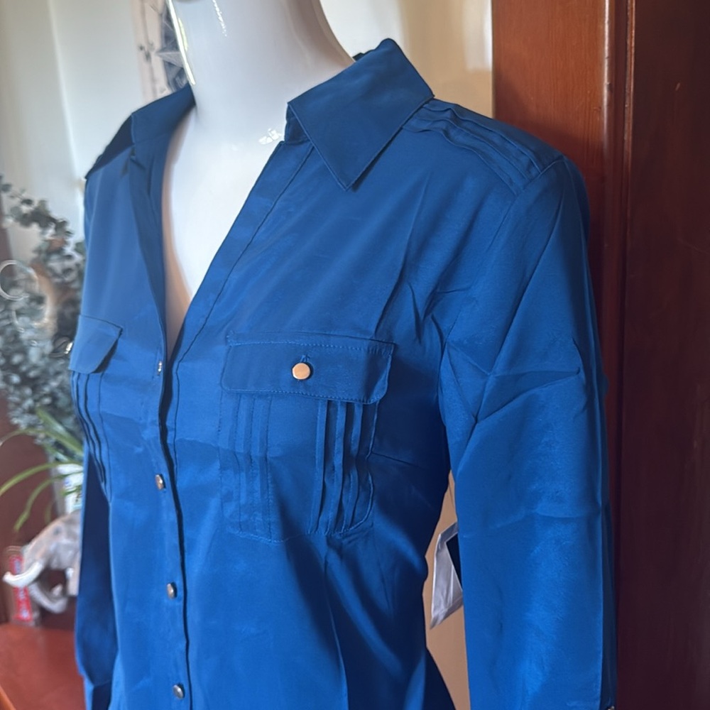 NWT Style&Co size small Elegant Teal Button-Up Blouse